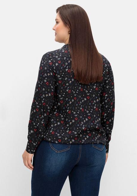 Sheego Tunika Mit Alloverprint Und Saum-Gummizug - Schwarz Gemustert Sheego