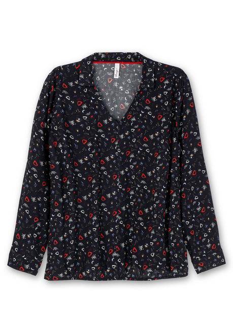 Sheego Tunika Mit Alloverprint Und Saum-Gummizug - Schwarz Gemustert Sheego