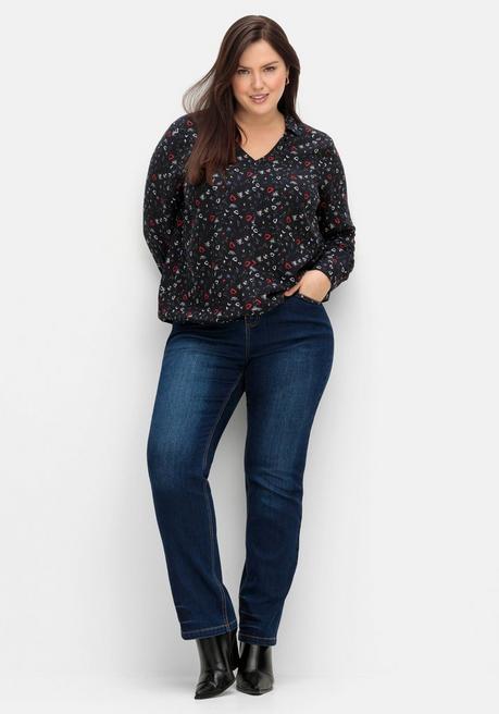 Sheego Tunika Mit Alloverprint Und Saum-Gummizug - Schwarz Gemustert Sheego