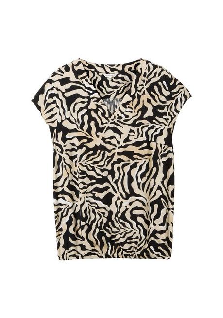 TOM TAILOR Plus Tunika mit Alloverprint und Saum-Gummizug - schwarz gemustert sheego