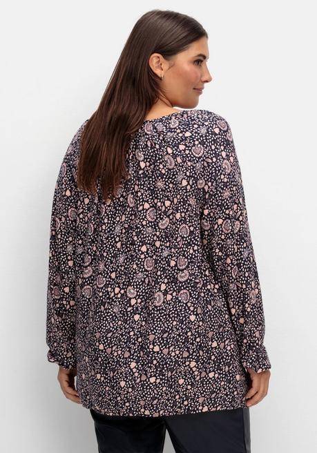 Sheego Tunika Mit Bindeband Am Ausschnitt - Marine Gemustert Sheego