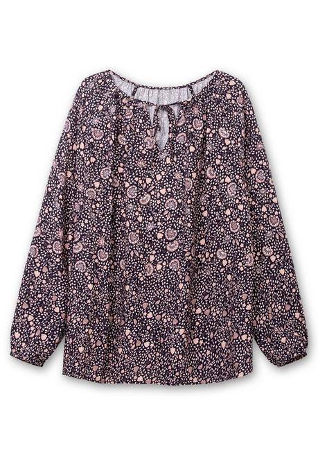 Sheego Tunika Mit Bindeband Am Ausschnitt - Marine Gemustert Sheego