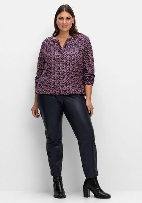 Sheego Tunika Mit Blätter-Alloverdruck, Aus Viskose - Marine Gemustert Sheego