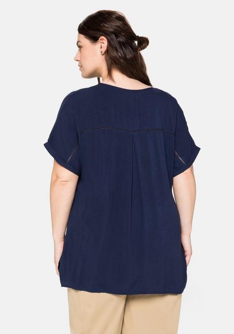 Sheego Tunika Mit Blende Vorn Und Lochstrick Im Rücken - Marine Sheego