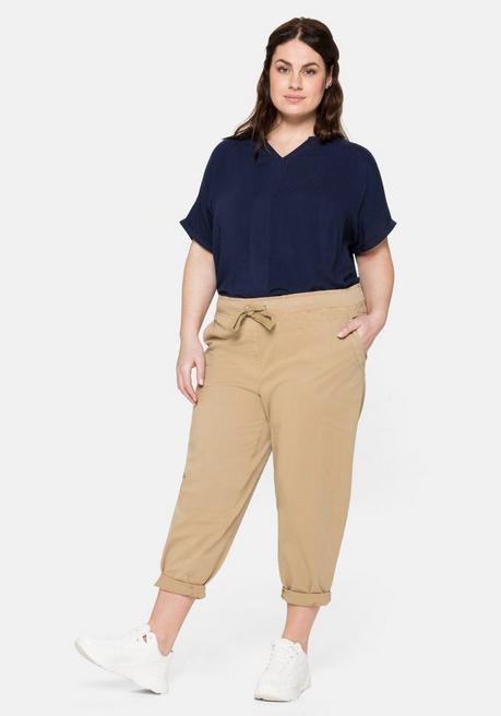 Sheego Tunika Mit Blende Vorn Und Lochstrick Im Rücken - Marine Sheego