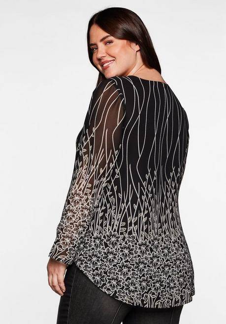 Sheego By Joe Browns Tunika Mit Blumendruck, In Chiffon-Qualität - Schwarz Bedruckt Sheego