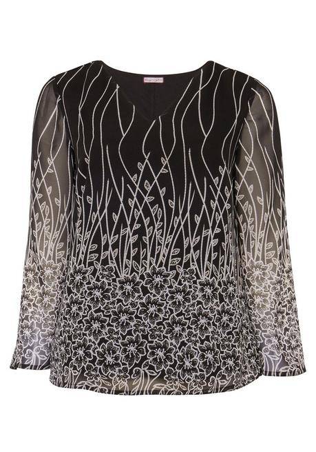 Sheego By Joe Browns Tunika Mit Blumendruck, In Chiffon-Qualität - Schwarz Bedruckt Sheego