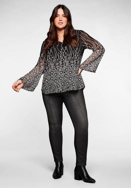 Sheego By Joe Browns Tunika Mit Blumendruck, In Chiffon-Qualität - Schwarz Bedruckt Sheego