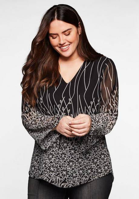 sheego by Joe Browns Tunika mit Blumendruck, in Chiffon-Qualität - schwarz bedruckt sheego