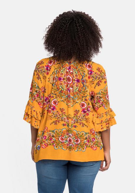 Sheego By Joe Browns Tunika Mit Blumendruck, In Crinkle-Qualität - Gelb Sheego