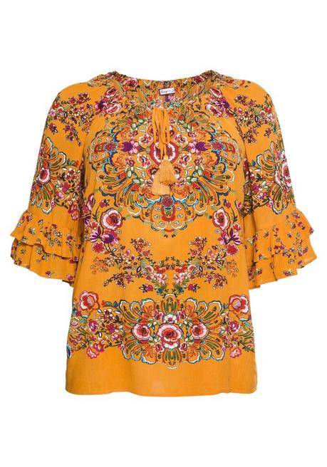 Sheego By Joe Browns Tunika Mit Blumendruck, In Crinkle-Qualität - Gelb Sheego