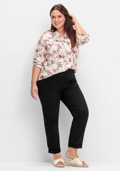 Sheego Tunika Mit Blumendruck Und 3/4-Ärmeln - Ecru Gemustert Sheego