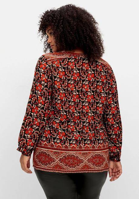 Sheego By Joe Browns Tunika Mit Blumendruck Und Bordürenprint - Schwarz Gemustert Sheego