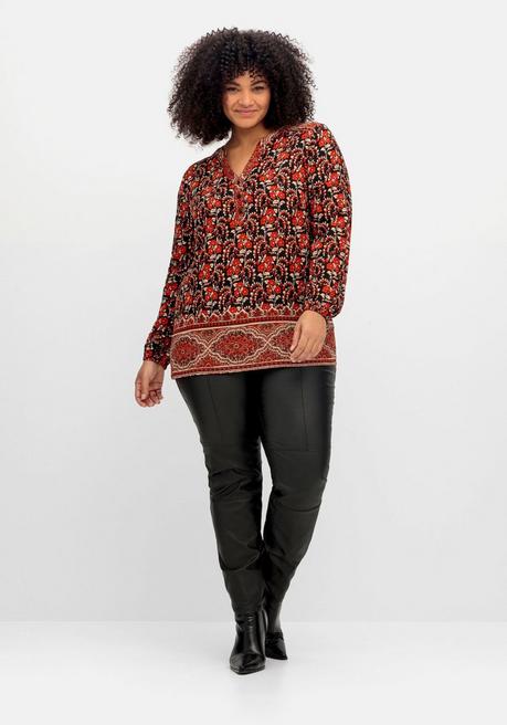 Sheego By Joe Browns Tunika Mit Blumendruck Und Bordürenprint - Schwarz Gemustert Sheego