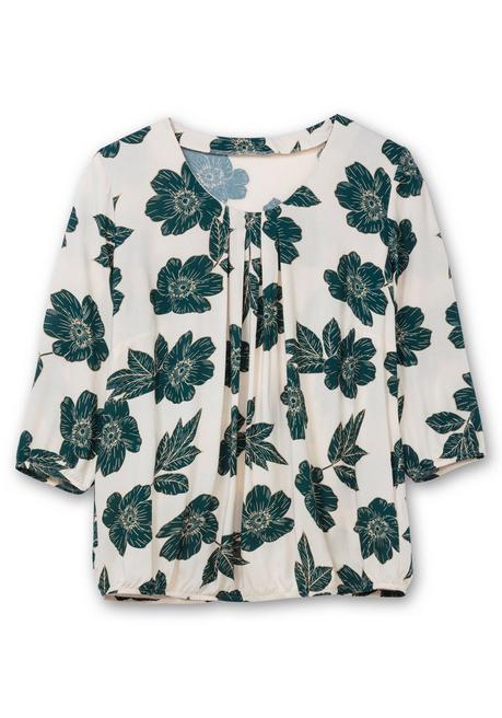 Sheego Tunika Mit Blumendruck Und Saum-Gummibund - Petrol Gemustert Sheego