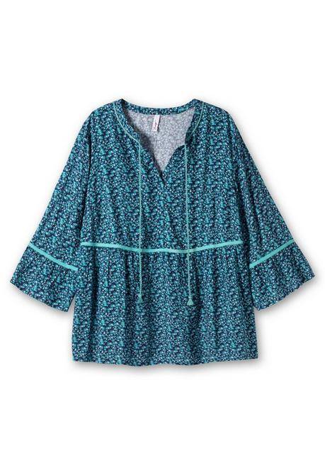 Sheego Tunika Mit Blumenprint Und 3/4-Arm - Nachtblau Gemustert Sheego