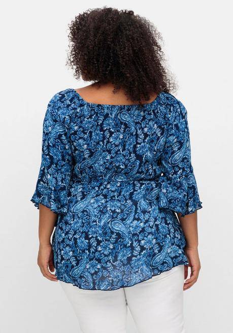 Sheego By Joe Browns Tunika Mit Blumenprint Und Volantärmeln - Nachtblau Gemustert Sheego