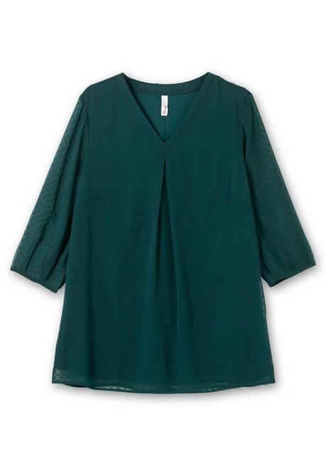 Sheego Tunika Mit Chiffon-Ärmeln Und Kellerfalte - Tiefgrün Sheego