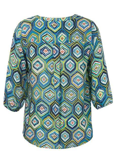 VIA APPIA DUE Tunika Mit Dekoband Am V-Ausschnitt - Blau Gemustert Sheego