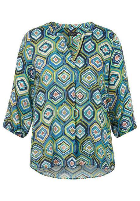 VIA APPIA DUE Tunika mit Dekoband am V-Ausschnitt - blau gemustert sheego