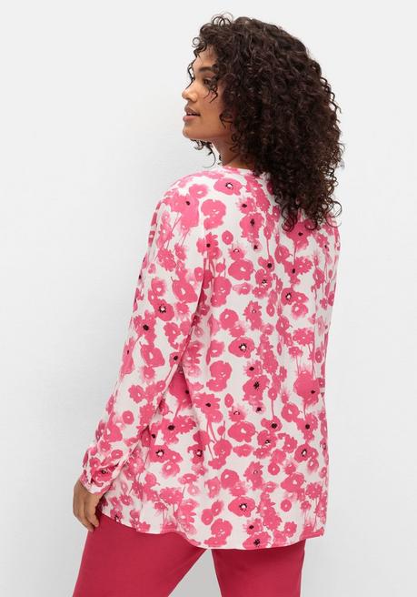 Sheego Tunika Mit Floralem Alloverprint - Magenta Gemustert Sheego