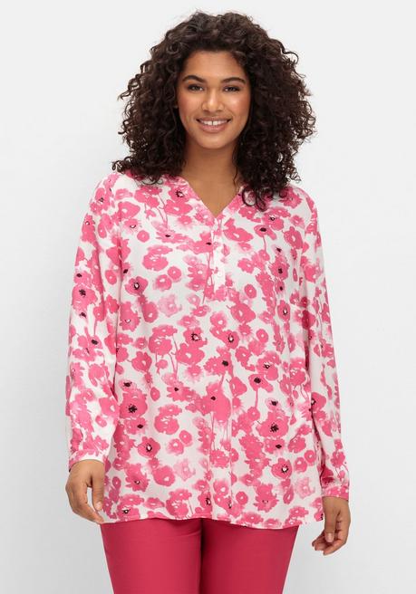 Sheego Tunika Mit Floralem Alloverprint - Magenta Gemustert Sheego