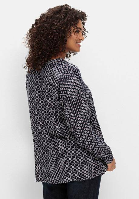 Sheego Tunika Mit Floralem Alloverprint - Tiefblau Gemustert Sheego