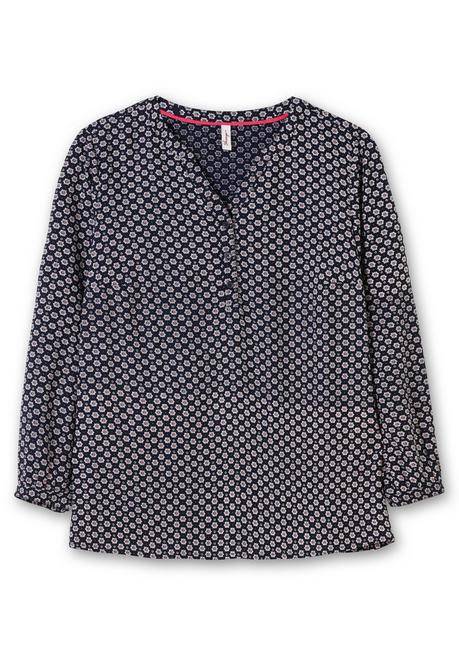 Sheego Tunika Mit Floralem Alloverprint - Tiefblau Gemustert Sheego