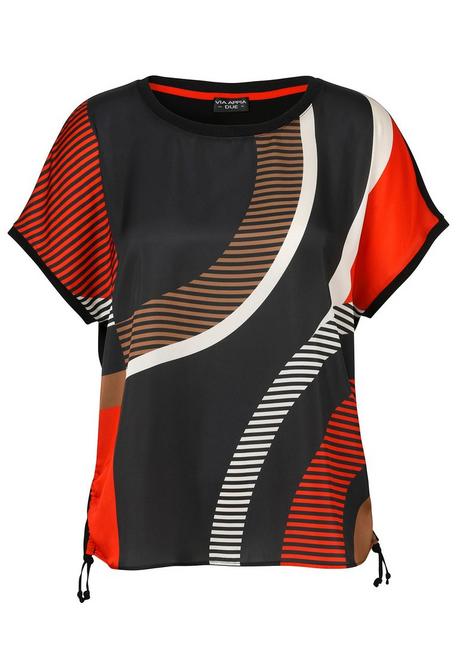 VIA APPIA DUE Tunika mit Frontprint und zwei Saumbändern - schwarz gemustert sheego