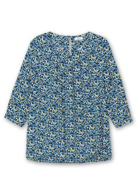 Sheego Tunika Mit Gelegten Falten Und Minimalprint - Tiefblau Gemustert Sheego