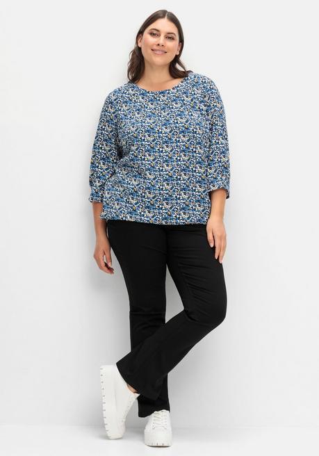 Sheego Tunika Mit Gelegten Falten Und Minimalprint - Tiefblau Gemustert Sheego