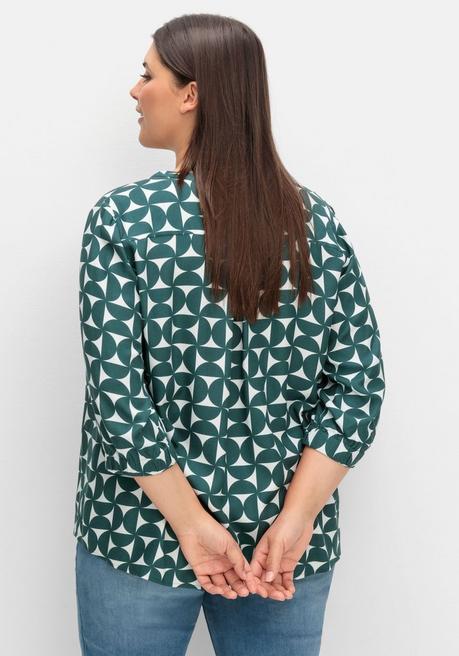 Sheego Tunika Mit Grafikprint Und 3/4-Ärmel - Tiefgrün Gemustert Sheego