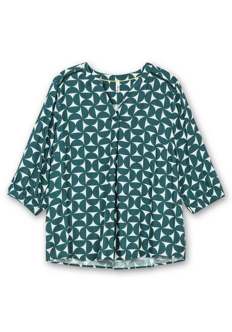 Sheego Tunika Mit Grafikprint Und 3/4-Ärmel - Tiefgrün Gemustert Sheego