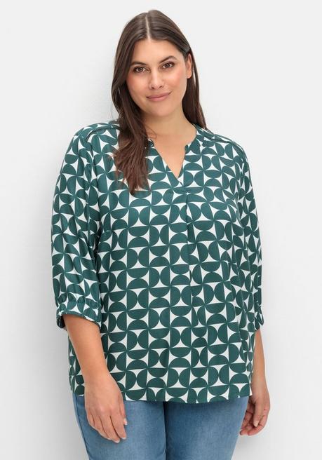 sheego Tunika mit Grafikprint und 3/4-Ärmel - tiefgrün gemustert sheego sheego Tunika mit Grafikprint und 3/4-Ärmel - tiefgrün gemustert sheego