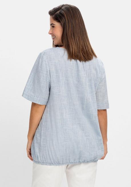 Sheego Tunika Mit Gummibund, In Leinenoptik - Blau Sheego