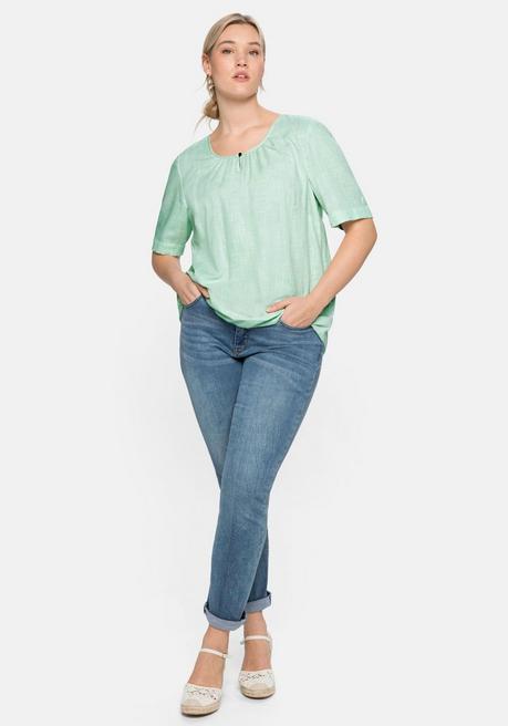 Sheego Tunika Mit Gummibund, In Leinenoptik - Mint Sheego