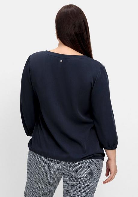 Sheego Tunika Mit Gummizugbund An 3/4-Arm Und Saum - Nachtblau Sheego