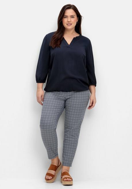 Sheego Tunika Mit Gummizugbund An 3/4-Arm Und Saum - Nachtblau Sheego