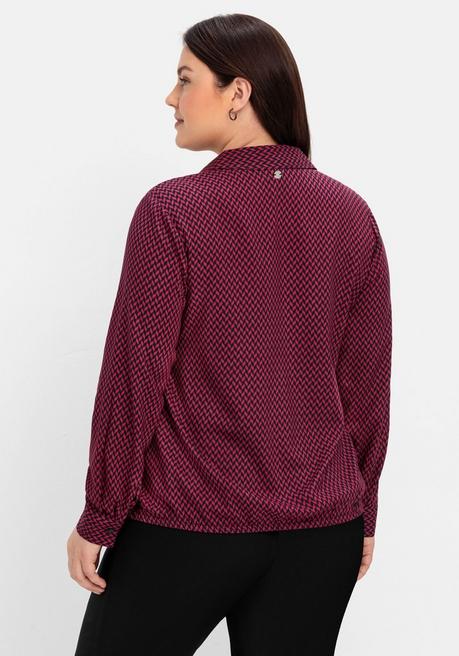 Sheego Tunika Mit Hemdblusenkragen Und Minimalprint - Weinrot Gemustert Sheego
