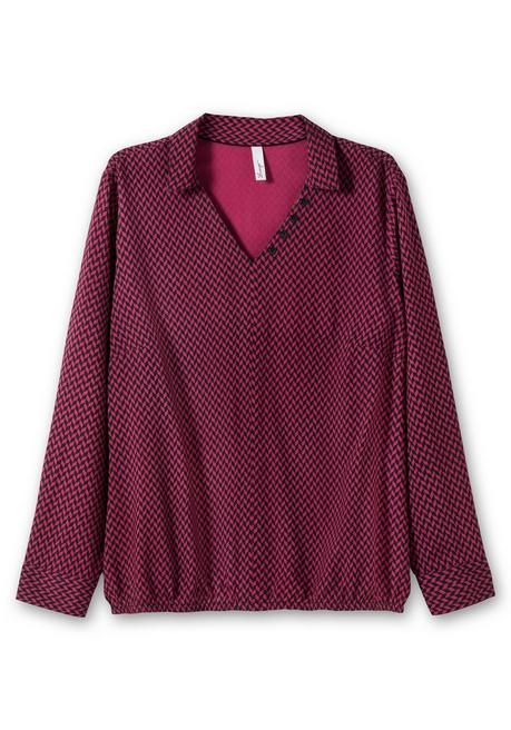 Sheego Tunika Mit Hemdblusenkragen Und Minimalprint - Weinrot Gemustert Sheego