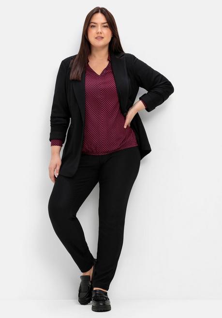 Sheego Tunika Mit Hemdblusenkragen Und Minimalprint - Weinrot Gemustert Sheego