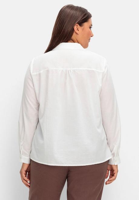 Sheego Tunika Mit Hemdkragen Und Kurzer Knopfleiste - Weiß Sheego