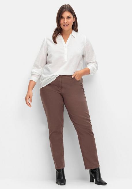 Sheego Tunika Mit Hemdkragen Und Kurzer Knopfleiste - Weiß Sheego