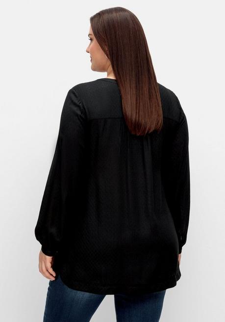 Sheego Tunika Mit Knopfleiste, In Strukturierter Optik - Schwarz Sheego