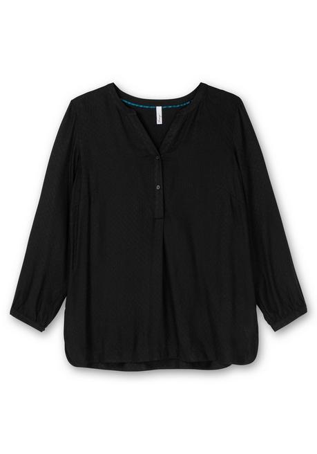 Sheego Tunika Mit Knopfleiste, In Strukturierter Optik - Schwarz Sheego