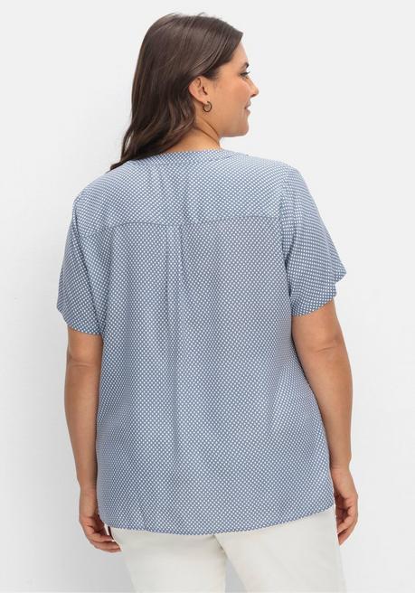 Sheego Tunika Mit Kurzarm Und Verlängertem Rückenteil - Hellblau Gemustert Sheego