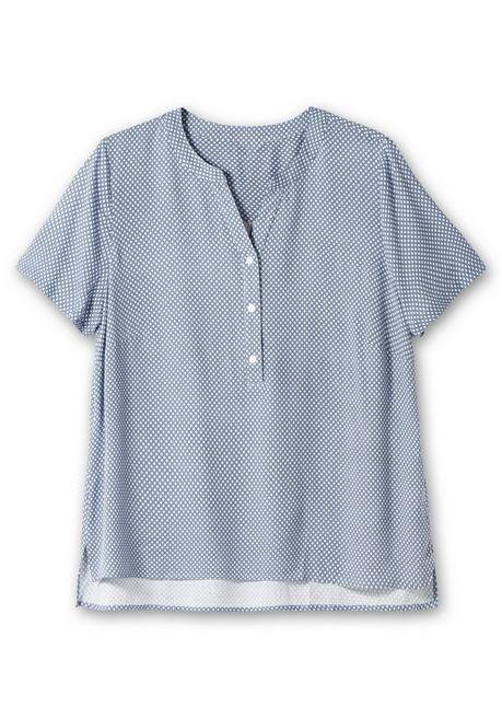 Sheego Tunika Mit Kurzarm Und Verlängertem Rückenteil - Hellblau Gemustert Sheego