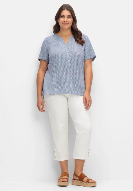 Sheego Tunika Mit Kurzarm Und Verlängertem Rückenteil - Hellblau Gemustert Sheego