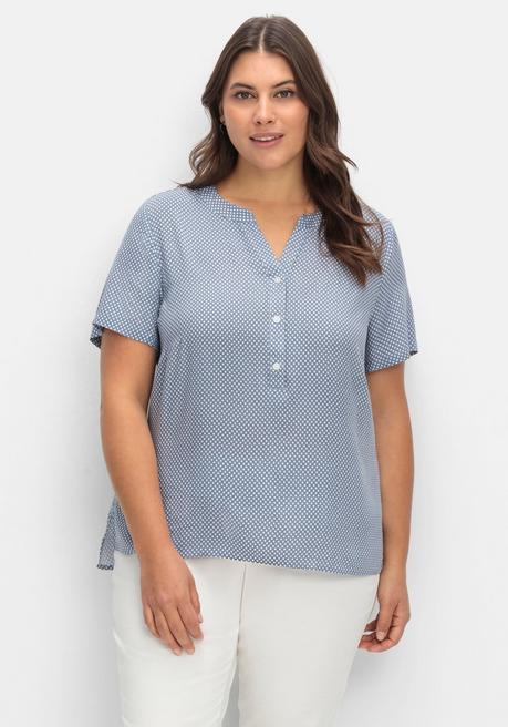 sheego Tunika mit Kurzarm und verlängertem Rückenteil - hellblau gemustert sheego