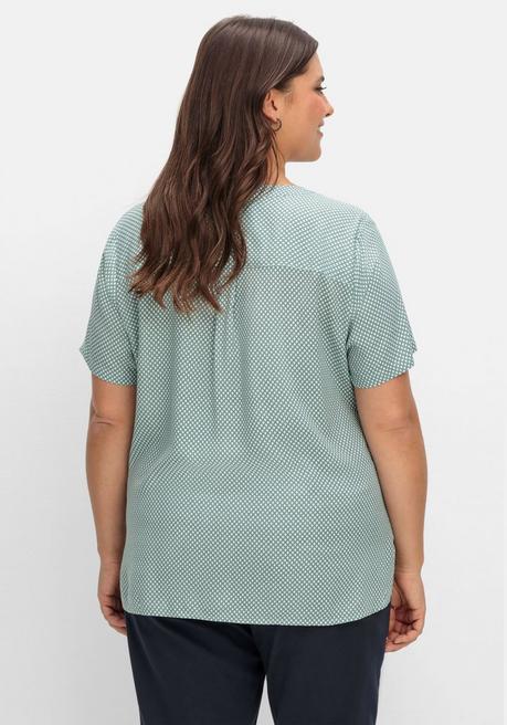 Sheego Tunika Mit Kurzarm Und Verlängertem Rückenteil - Mint Gemustert Sheego